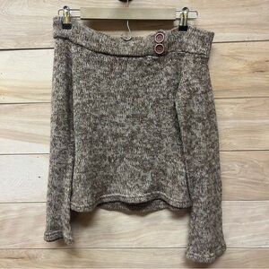 Vintage Y2K off the shoulder brown knit slouchy spring sweater